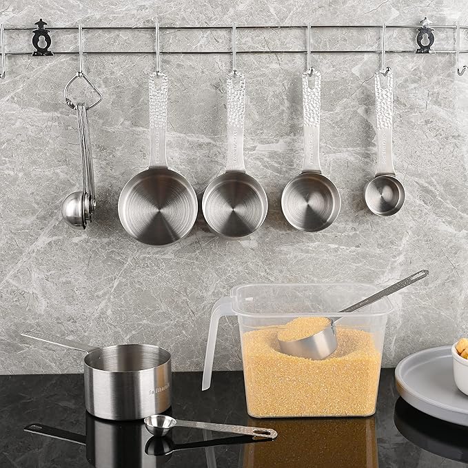 Stainless Steel Measuring Cups and Spoons Set - 5 Cups and 6 Spoons