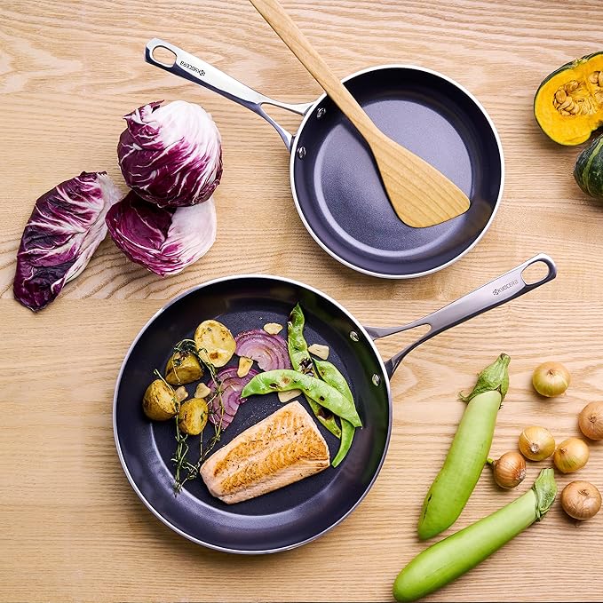 KYOCERA Ceramic Frying Pan with Ceramic Non-Stick Coating, 12 inches, PFAS/PTFE Free, Stainless Steel Handle, Suitable for All Stove Types