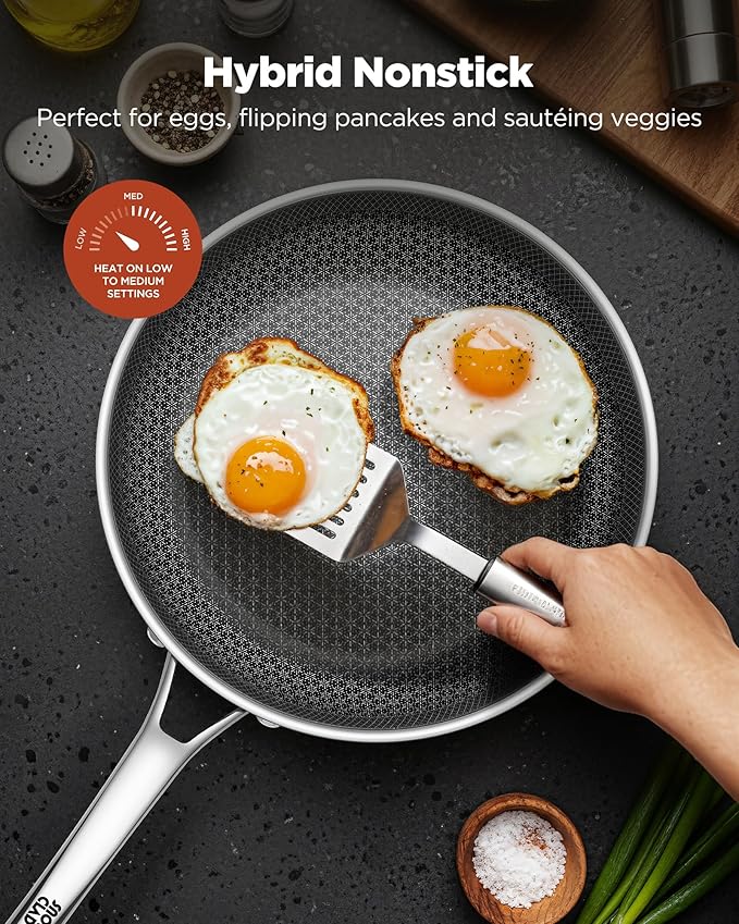 Non Stick Frying Pans, 12-inch with Lid, Induction Compatible Cooking Pan, PFOA Free Cookware