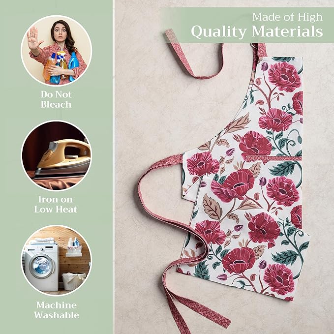 Maison d' Hermine 100% Cotton Apron for women with Pocket Kitchen Chef Apron for Men Cooking Gardening Server Waitress