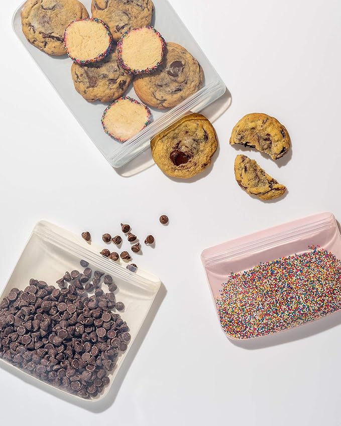 W&P Porter Silicone Reusable Storage Bag, Sandwich (10oz Flat), Slate, Food Storage Container, Microwave and Dishwasher Safe, Easy Cleaning