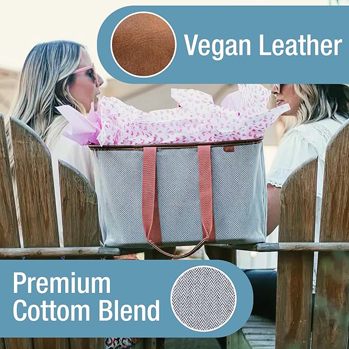 CleverMade EcoBasket Reusable Grocery Tote - Collapsible Storage Shopping Organizer - Heavy Duty Utility Bag Home