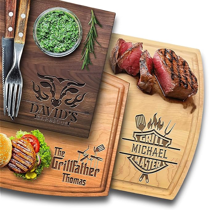 USA Made - Custom Cutting Board - Christmas Gift for Men - Unique Gift Idea for Him, Dad, Husband, Father, Brother - Mens Personalized Gift - BBQ Grilling Gift for Birthdays, Anniversaries, Holidays
