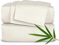 Pure Bamboo Split King Sheets, Genuine 100% Organic Viscose Derived from Bamboo Bed Sheet Set, Soft & Cooling, Double Stitching, 2 Fitted Sheets (Split King, Ivory)