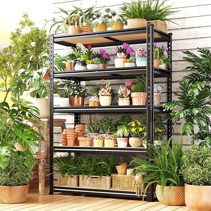Bepatio Garage Shelving 2010LBS Storage Shelves 72" H Metal Shelving Heavy Duty Pantry Shelves Adjustable Garage Shelf for Kitchen Warehouse Basement, 35.4" W x 15.7" D x 72" H