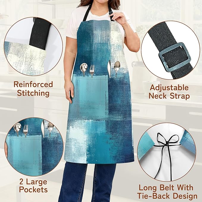 Apron with Pockets for Women, Adjustable Kitchen Cooking BBQ Chef Apron, Gifts for Mom Birthday, or Holidays