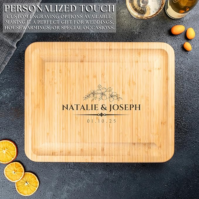 Personalized Bamboo Charcuterie Board with Drawer & Utensils – Custom Cheese & Cutting Board Gift for Wedding, Housewarming, Christmas, Anniversary, Couples & Kitchen Use