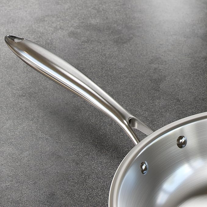 Verel Stainless Steel Frying Pan - 8 Inch Fry Skillet Stainless Steel Pan, Dishwasher and Oven Safe Cookware