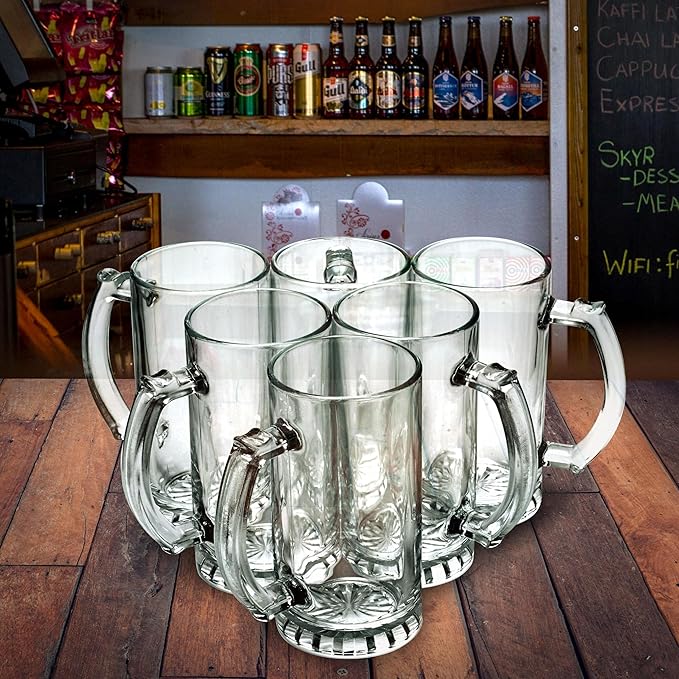 DISCOUNT PROMOS Custom Glass Beer Mug 16 oz. Set of 10, Personalized Bulk Pack - Great for Wedding Favors, Groomsmen Gifts, Birthday Gifts - Clear Bottom Color