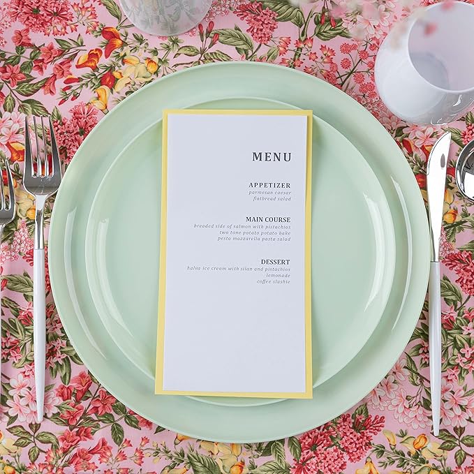 [30 Pack 6.3''] Mint Green Plastic Party Plates Edge Collection Premium heavyweight Elegant Disposable Tableware Dishes