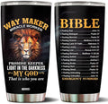 Christian Tumbler Gifts for Christians on Christmas Birthday Valentines 20 Oz Stainless Steel Lion Religious Coffee Mug Travel Cup Gift For Men Women Bible Emergency Numbers Mugs