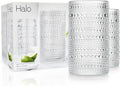 Glaver's Hobnail Drinking Glasses, Set of 4 Clear Vintage Beaded Glass Cups, 15 Oz. Cocktail Drinking Glassware Set, For Water Juice, Smoothies. Home, Dinner, Bar uses.