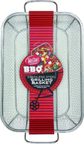 TableCraft BBQ Rectangular Grilling Basket with Handle, Silver, Medium