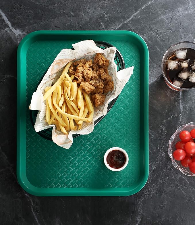New Star Foodservice Fast Food Tray, Set of 12 (Green, 10 by 14 Inch)