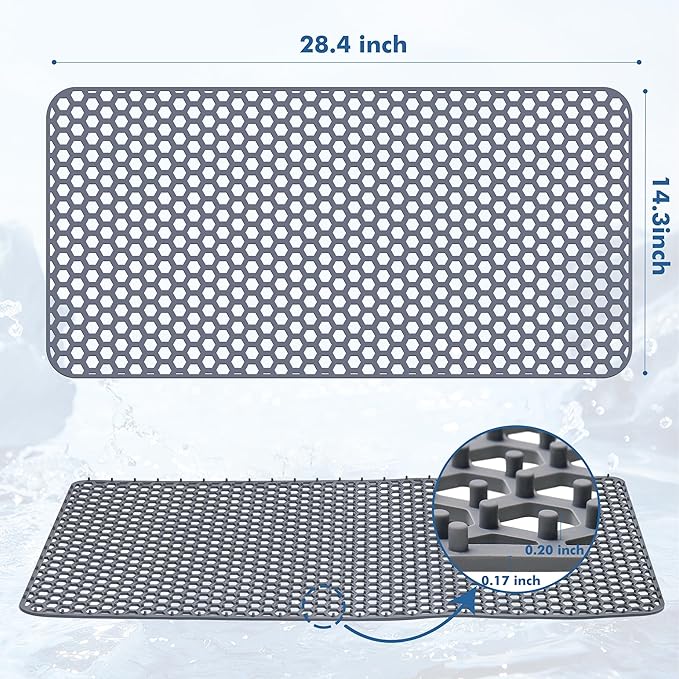 Silicone Sink Protectors for Kitchen Sink - 28.4"x 14.3" Kitchen Protector Mat Accessory, Non-Slip Heat Resistant Mat for Bottom of Farmhouse Porcelain Stainless Steel, Dishwasher Safe (Gray)