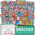 Gift A Snack - Holiday Christmas Stocking Stuffers, Snack Box Care Package Variety Pack + Greeting Card (200 Count) Xmas Birthday Sweet Treats Gift Basket, Candies Chips Crackers Bars