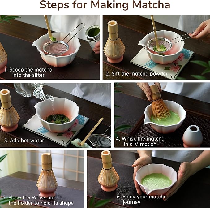 Matcha Whisk Set-Matcha Kit 7 Pcs, Matcha Set Birthday Gifts for Matcha Lover