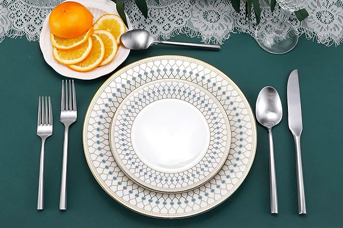 DEACORY Silverware Stainless Steel Flatware Set Matte Finished Cutlery Set Heavy Hexagon Handle Dishwasher Safe 20 Pieces Service for 4