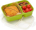 Leakproof, 3 Compartment, Bento Lunch Box, Airtight Food Storage Container (1 Pc) - Green