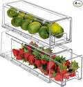 Sorbus Small Wide Clear Storage Drawers (2 Pack) – Stackable Storage Drawers for Pantry, Fridge, or Cabinet – Slide Out Clear Bins with Handles for Organizing
