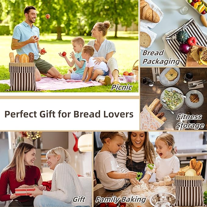 Beeswax Bread Bags for Homemade Bread,Reusable Beeswax Bags for Sourdough,Cotton Linen Food Storage Bag to Keep Fresh - Extra Large 2 Pack
