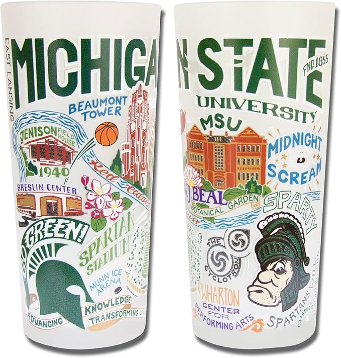 Catstudio Michigan State University Drinking Glass, 15oz, Dishwasher Safe