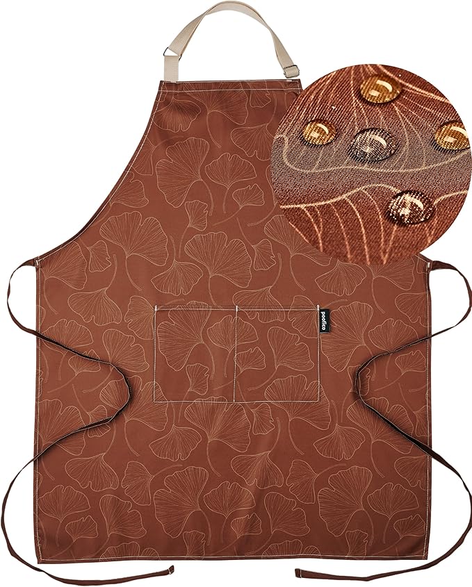 Premium Adjustable Cooking Aprons for Women with Pockets| Poly-Cotton Waterproof Kitchen Apron| Cute Floral Design, Long Ties