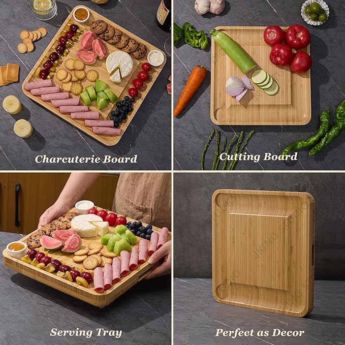 Personalized Engraved Charcuterie Board - Custom Bamboo Cheese Board, Gift for Couple, Wedding Gift, Housewarming, Corporate Gift, Christmas Gift, Birthday Gift for Mom