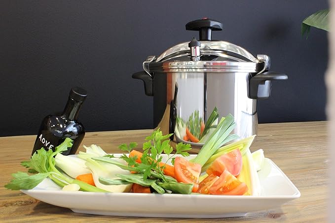 MAGEFESA Star 4.2-Quart Stainless Steel Pressure Cooker, Works on All Stovetops (Induction Compatible), Safety Lock & 8 PSI Cooking