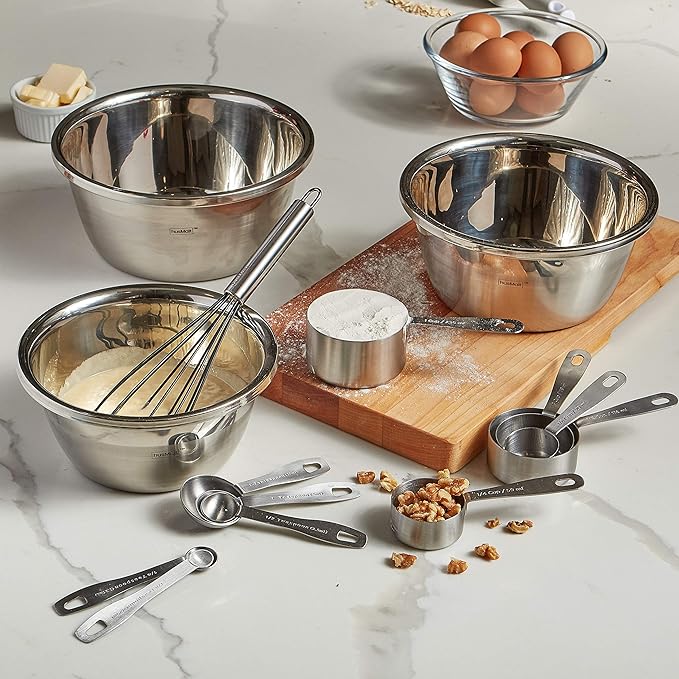 husMait Stainless Steel Measuring Spoons - 5 Piece Heavy Duty Measuring Spoon Set for Dry Food, Spices or Liquids