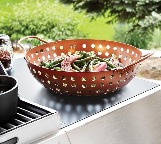 Outset QN70 Round Grill Wok, Copper Non-Stick
