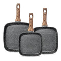 Grill Pan, Skillet Set 3 Piece, Frying Pan Non Stick with Stay Cool Handle & PFOA Free,Compatible with all Stovetops, Black (9.5"10" 11")
