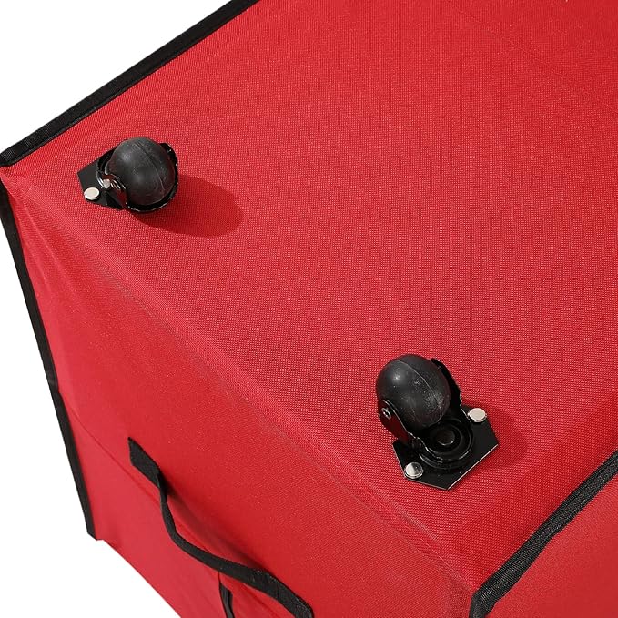 Sattiyrch Rolling Christmas Tree Storage Bag for 6-7.5ft Trees, 600D Heavy-Duty Canvas with Wheels, Wide Double-Zip Opening, Reinforced Multi-Handle, Label Window,45" x 15" x 20"