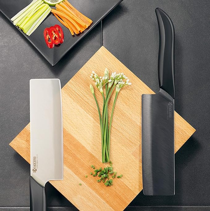 Kyocera Revolution Series 6-Inch Nakiri Vegetable Cleaver, Black Blade