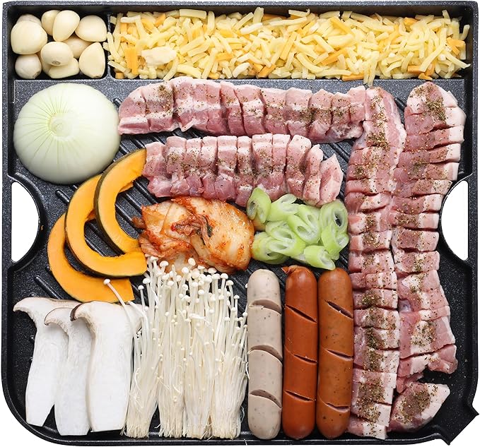 COOKKING - Master Grill Pro, Korean Traditional BBQ Grill Pan - Stovetop Nonstick Indoor/Outdoor Smokeless BBQ Cast Aluminum Grill Pan (MasterGrill Pro)