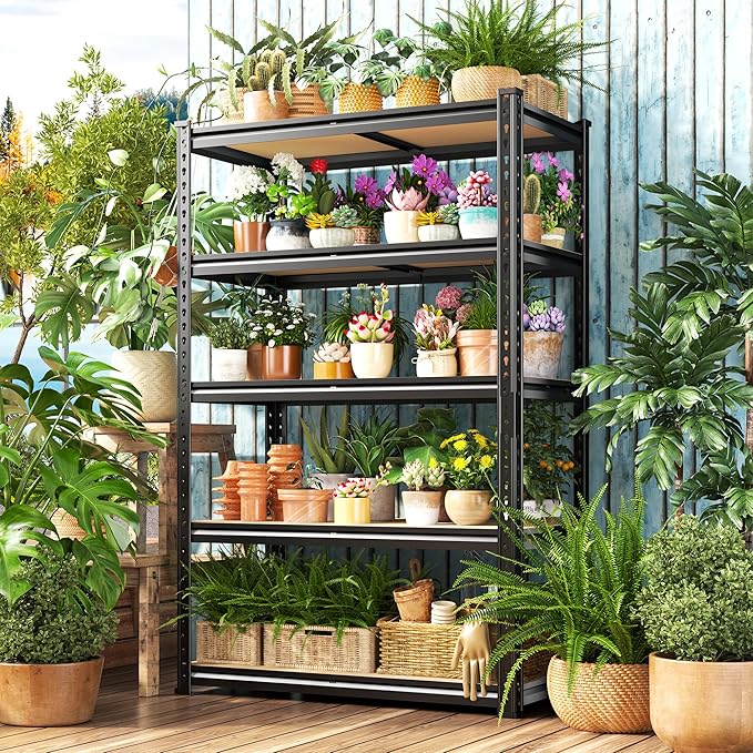 Bepatio Garage Shelving 2020LBS Storage Shelves 72.05" H Metal Shelving Heavy Duty Pantry Shelves Adjustable Garage Shelf for Kitchen Warehouse Basement, 35.43" W x 11.81" D x 72.05" H