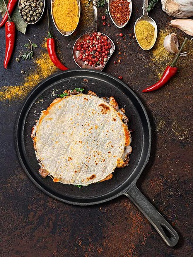 Tortillada - 26 cm pre-seasoned cast iron grill/pan + hot handle holder + E-Book recipes 50 tortilla recipes