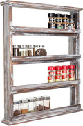 MyGift Wooden Spice Rack Wall Mount, Hanging 4 Tier Seasoning Jar Shelf Pantry Organizer, Vintage Rustic Torched