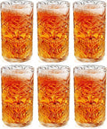 6-Pack 14.5oz Clear Tiki Glasses Cups for Cocktails Glass Drinking Set Crystal Glass Tumbler - for Water, Juice, Beer, Cocktails, Mojito, Wine and Whiskey, Bar Glassware