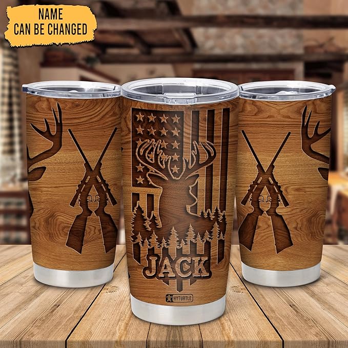 Hyturtle Personalized Hunting Gifts For Men - Deer Hunting Tumbler 20Oz Travel Coffee Mug Stainless Steel- Fathers Day Gift For Dad Him Boy Husband From Son Wife- Birthday Christmas Gifts For Hunters