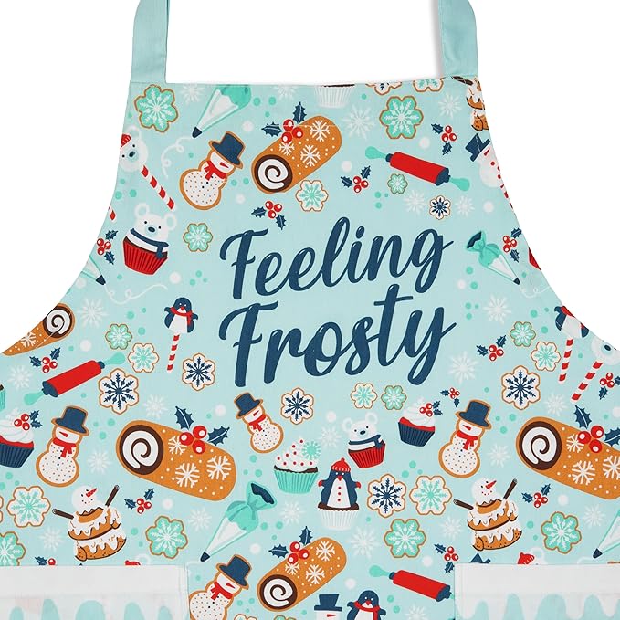 Lavley Christmas Baking Aprons - Funny kitchen gift for men, women and kids - 100% cotton adjustable apron for holiday bakers