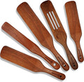 Wooden Spurtle Set – 5 Pcs Acacia Spurtle Spatula for Cooking - Natural Surtle Kitchen Tools for Nonstick Cookware, Salad Mixing, Serving & Stirring