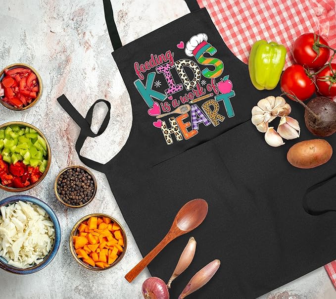 Funny Cafeteria Crew Aprons with Pockets, Cafeteria Worker Staff Appreciation Gifts