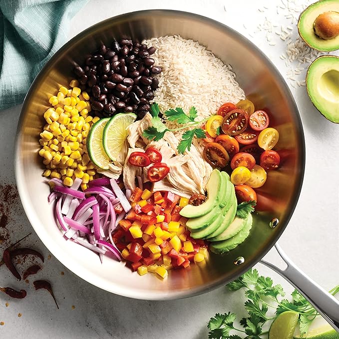 Tramontina Signature Tri-Ply Clad Stainless Steel 12-Inch Large Frying Pan, Induction-Ready Skillet, Dishwasher-Safe, NSF-Certified, Made in Brazil