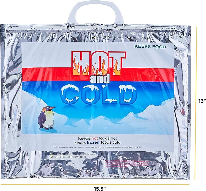 Superio Hot and Cold Insulated Bags for Food Delivery, Grocery Shopping Bags, Food Storage for Hot and Frozen Food for Travel, Disposable Cooler Bag