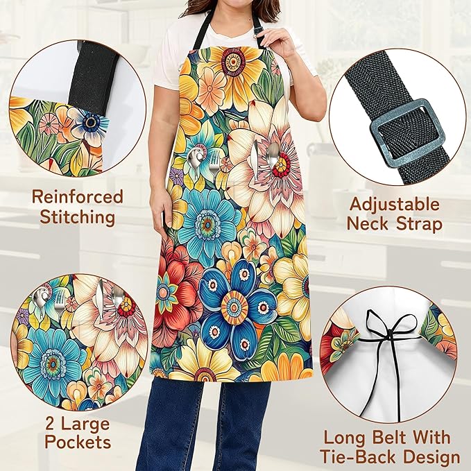 Cooking Aprons for Men and Women,Adjustable Bib Chef Apron with 2 Pockets, Soft and Durability Kitchen Apron