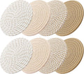 ME.FAN 8 Inch Trivets for Hot Dishs, 8 Set Cotton Thread Weave Trivets for Hot Pans, Potholders, Large Coasters, Hot Pads, Hot Mats to Protect Desktop & Countertop, Kitchen Essentials Coffee