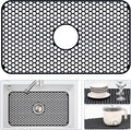 Silicone Sink Protectors for Kitchen Sink with Center Drain, 26"x 14" Kitchen Grid Accessory, Non-Slip Heat-Resistant Mat for Bottom of Farmhouse Porcelain Stainless Steel (Center Hole,Black)