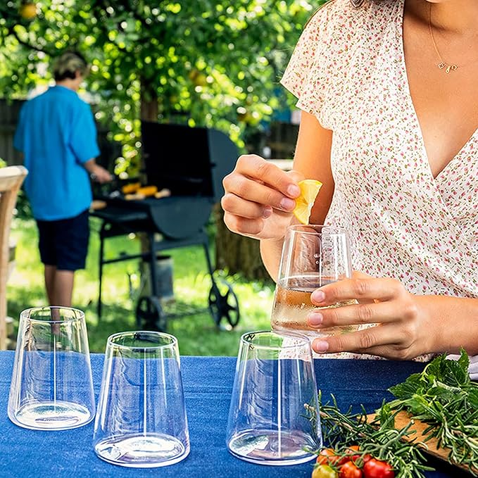 Stölzle Lausitz White Wine Tumblers Power 4-Piece Set, 13 1/2 oz – Modern Stemless Crystal Wine Glasses for Maximum Aroma – Durable & Dishwasher Safe, Made in Germany