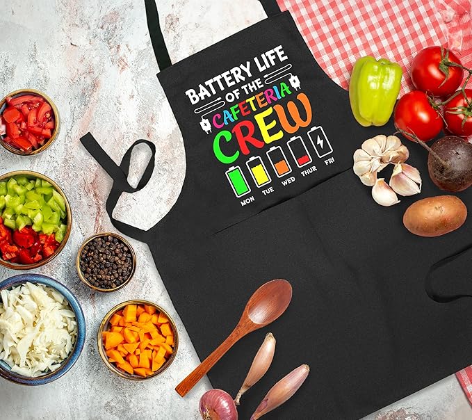 Funny Cafeteria Crew Aprons with Pockets, Cafeteria Worker Staff Appreciation Gifts
